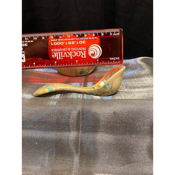 Handmade, Art Pottery Condiment Serving Set, Three (3) pieces Trippy Hippie  EUC - Picture 8 of 10